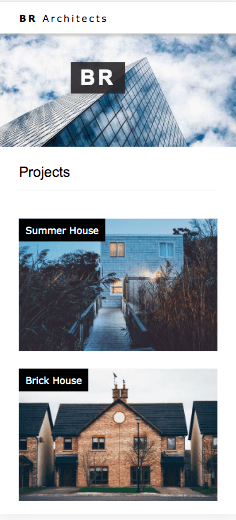 a screenshot of BR Architects website's mobile version